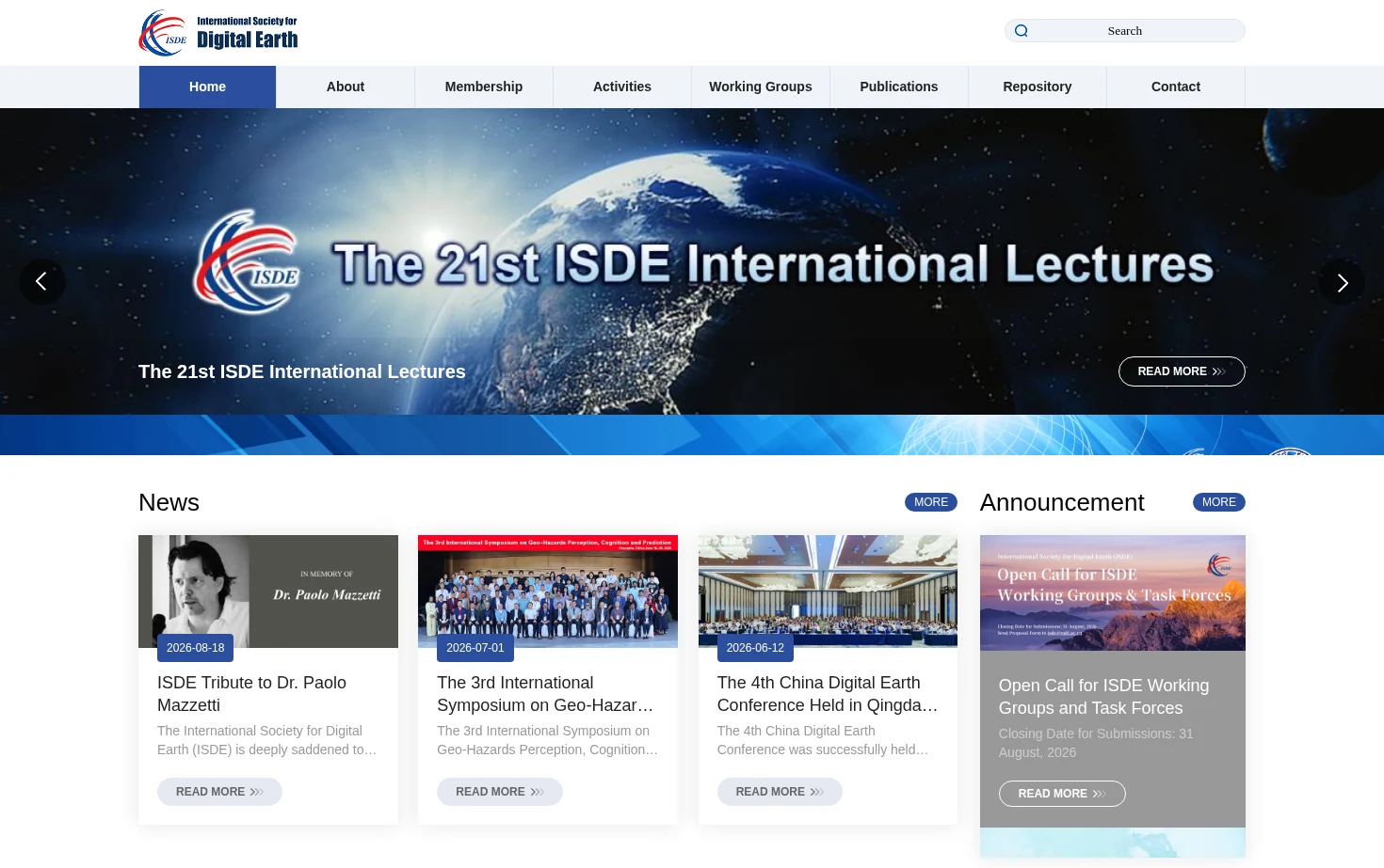 International Society for Digital Earth 页面快照
